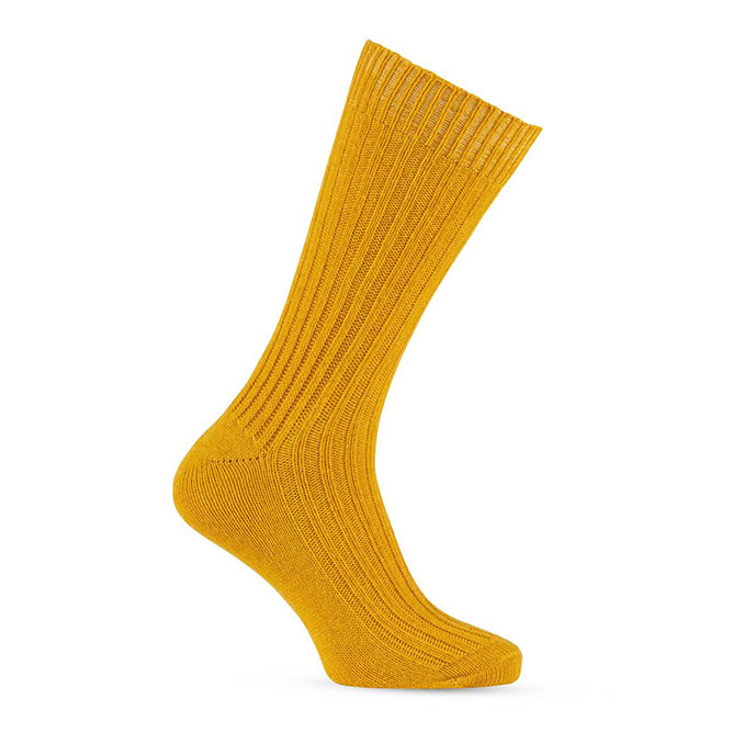 totes® Mens Twin Pack Ribbed Wool Blend Socks Mustard / Green Extra Image 2